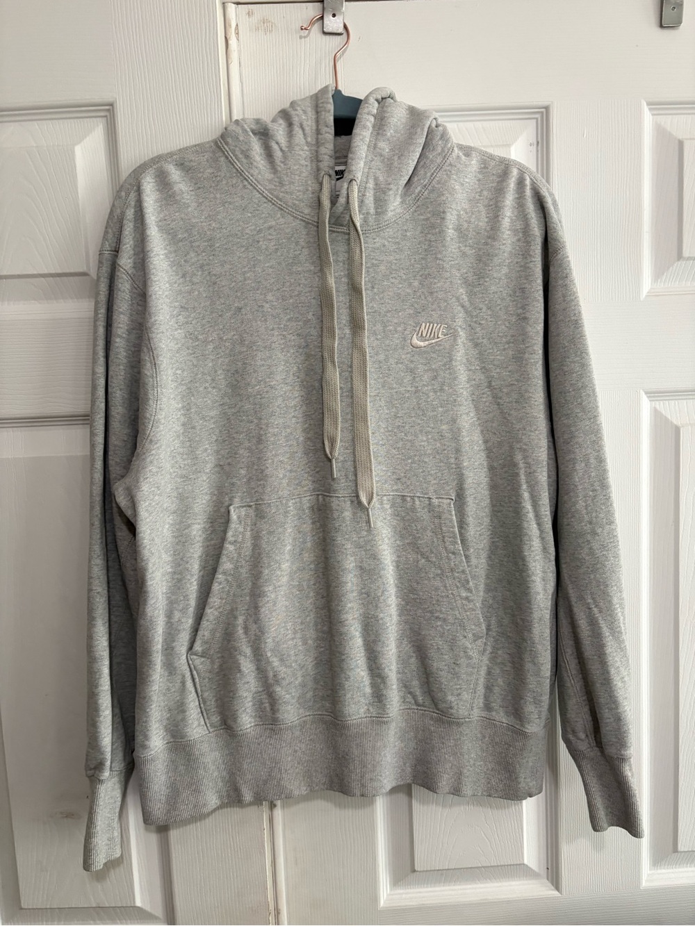Nike Light Gray Embroidered Logo Hoodie